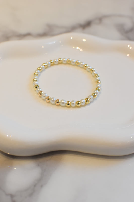 Gold and White Bracelet